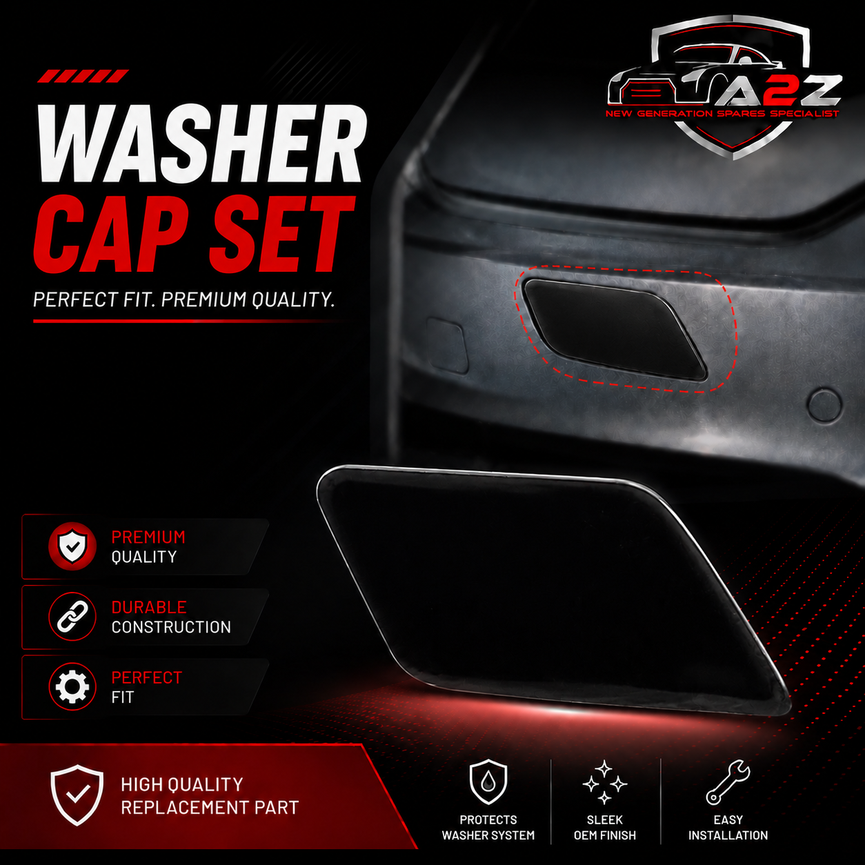 Washer Cap Set With Bracket (Curved) Left 80A807753G & Right 80A807754G Compatible With Audi Q5 (2020-2024) Tag No.99