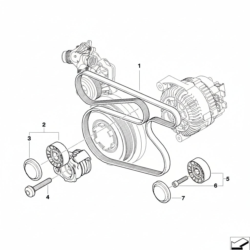 Multi Rib Belt Kit 6PK1836K1  11287790450  11288477780 7790450 8477780 Compatible With BMW 3 Convertible (E93) (CONTINENTAL)