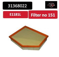 Air Filter E1181L & 31368022 & LX4234 Compatible With VOLVO Tag : 151