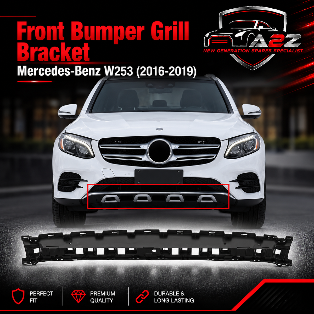 Front Bumper Grill Bracket 2538852200 Compatible With Mercedes-Benz GLC-CLASS W253 (2016-2019) Tag No.989