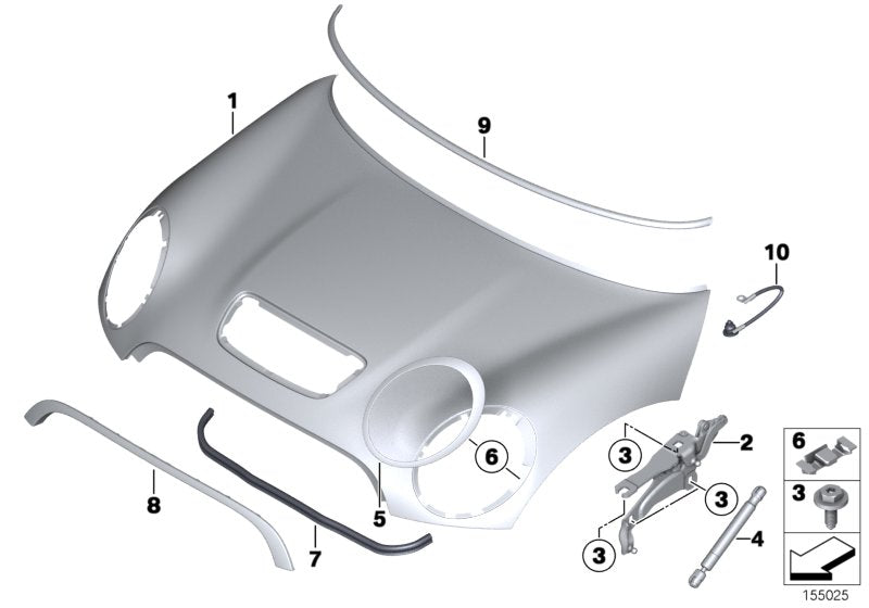 Front Grill Upper Chrome 51132751040 Compatible With Mini Cooper S (R55/R56) (2011-2014) Tag No.87