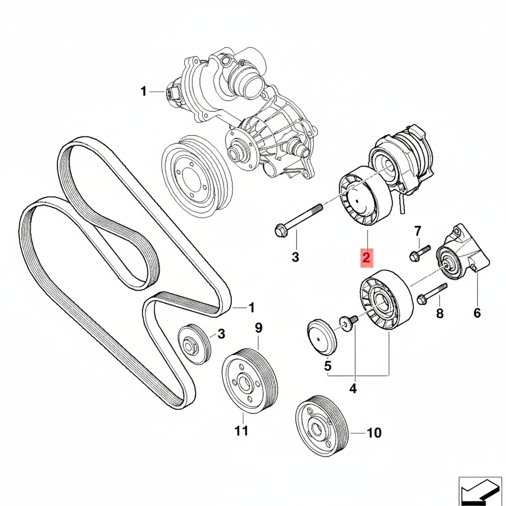 Belt Tensioner With Pulley 11287549588 11287505224 11287542680 Compatible with BMW 5 Series (E60) & 7 Series (E65, E66, E67) & X5 (E53)