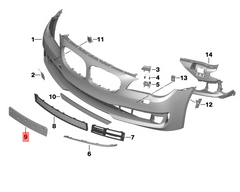 Front Bumper License Number Plate Grille 51117295274 Compatible With BMW 7 Series (F01, F02, F03, F04) 2013-2015 Tag-BG-60