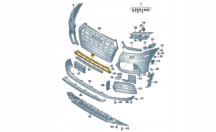 Front Bumper Central Grille 8R0807647B Compatible With  AUDI Q5 S-Line 2013-2017 Tag No.153