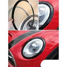 Headlight Chrome Bezel Ring Trim Left 51137449209 & Right 51137449210 Compatible With MINI F55 & F56 (Glossy Black 2014-2020)