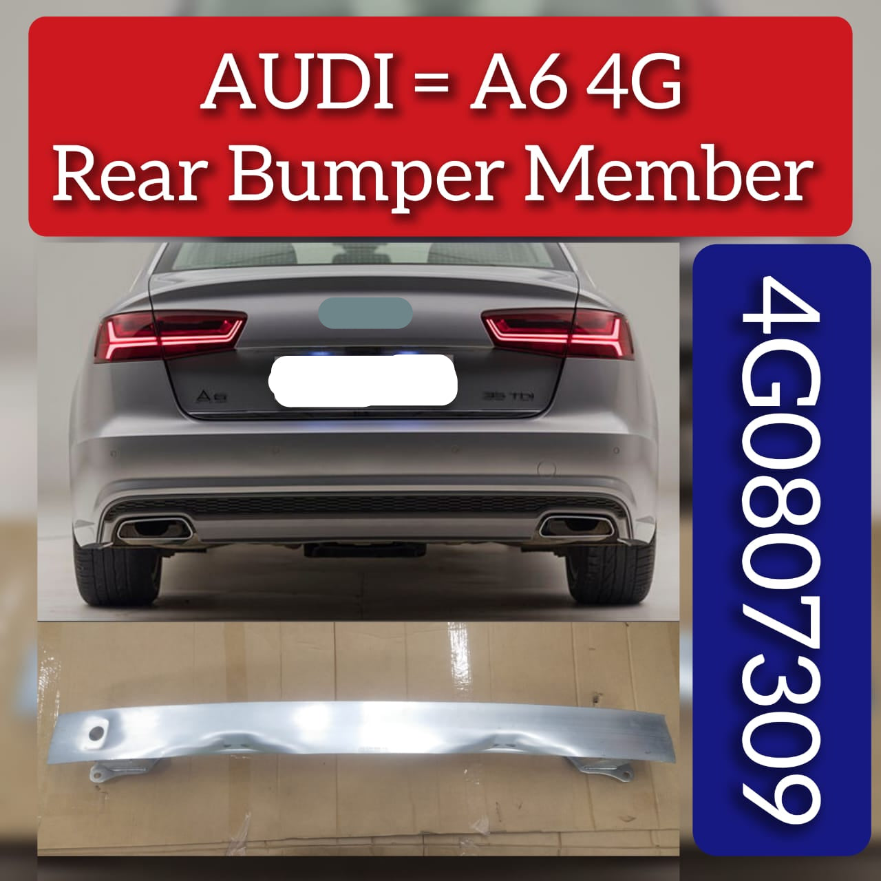 Rear Bumper Member 4G0807309 Compatible With Audi A6 4G