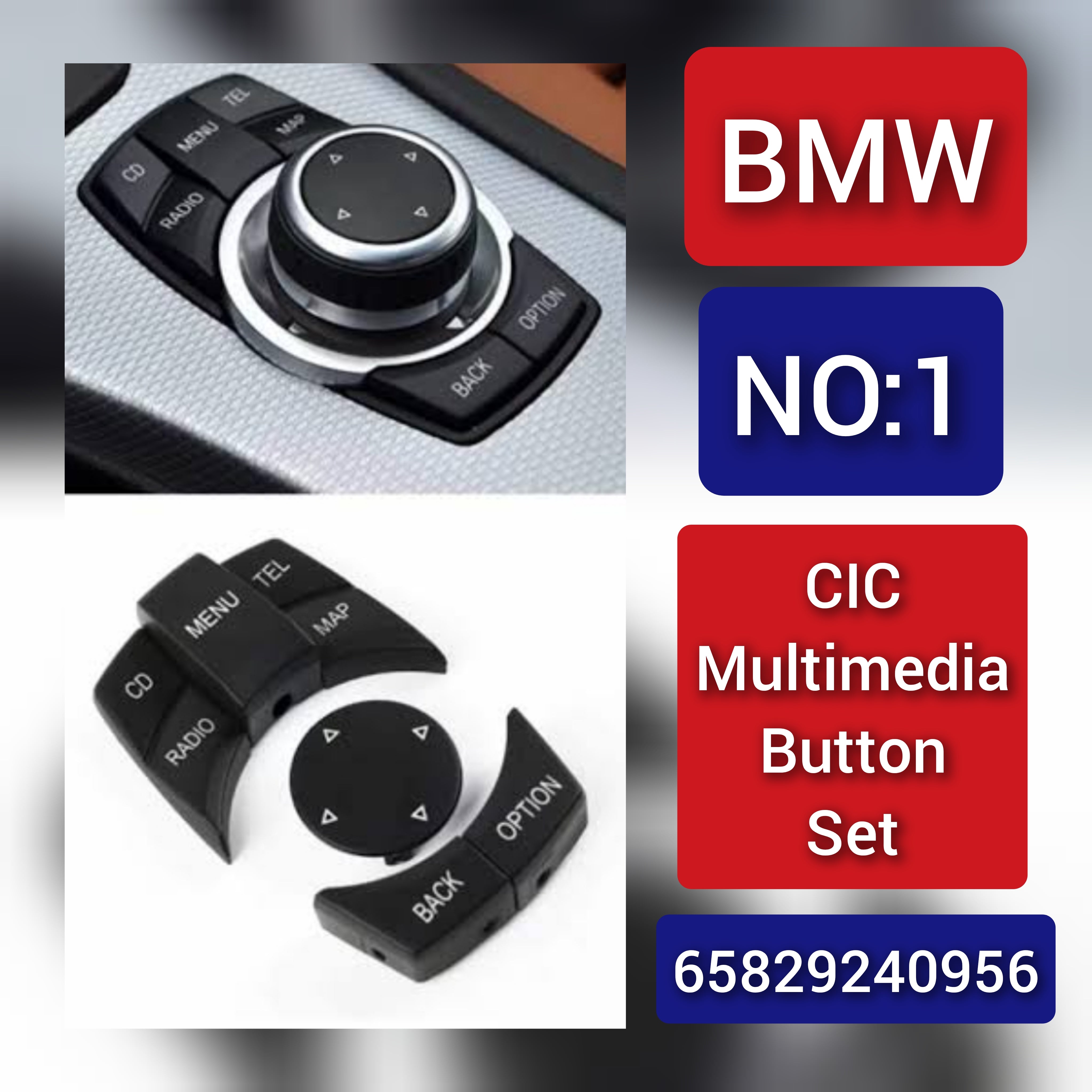 CIC iDrive Multimedia Trims Control Button Cover 65829240956 - C Compatible with BMW 1 Series E81 E82 E88 & 3 Series E90 E92 E93 & 5 Series E60 E61 &  X1 E84 & X5 E70 & X6 E71