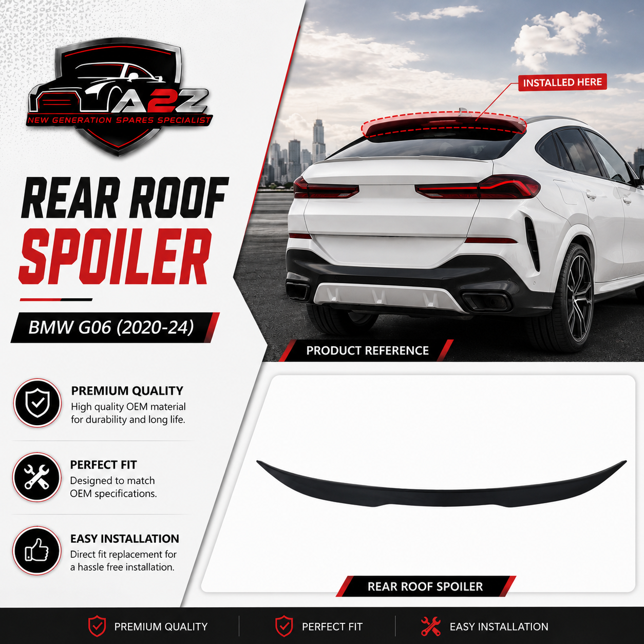 Rear Roof Spoiler BMRS19 Compatible With BMW G06 (2020-24)
