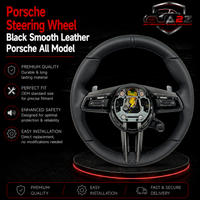 Black Smooth Leather Steering Wheel Compatible With Porsche All Models