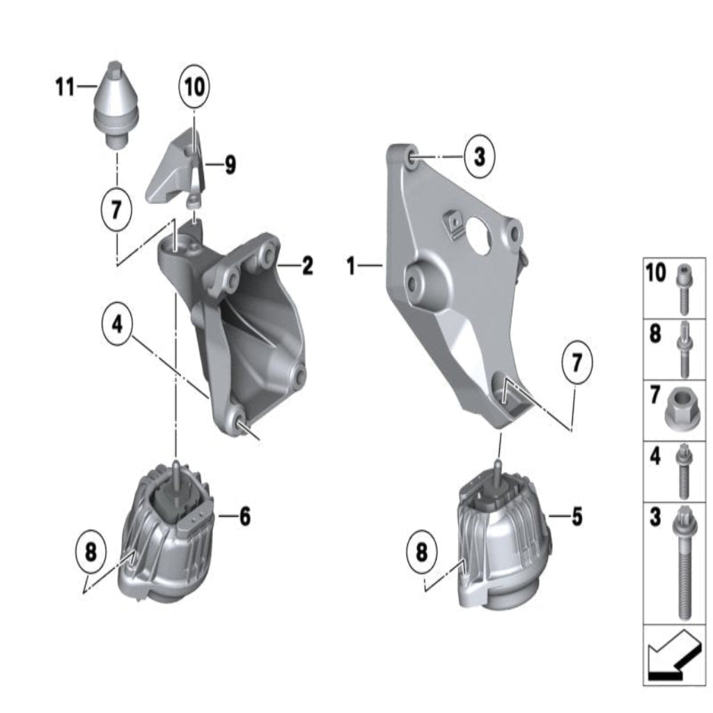 Front Engine Motor Mount Set Compatible With BMW 3 Series E90 &  X1 E84  Diesel Engine Motor Mount Left 22116768800 & Right 22116768799