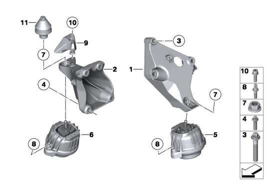 Front Engine Motor Mount Set Compatible With BMW 3 Series E90 &  X1 E84  Diesel Engine Motor Mount Left 22116768800 & Right 22116768799
