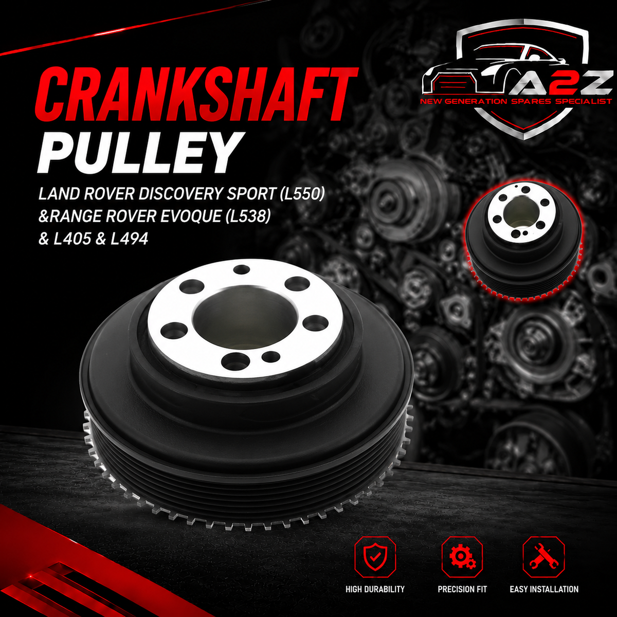 Crankshaft Pulley LR078547 LR025252 LR068885 Compatible With Land Rover  Discovery Sport (L550) & Range Rover Evoque (L538) & L405 & L494 Tag-CP-10