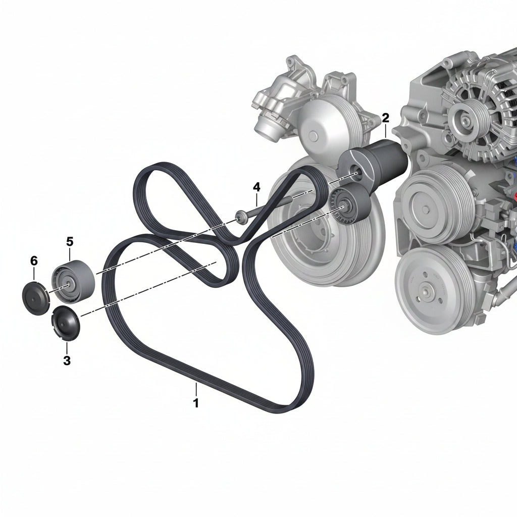 Multi Rib Belt Kit 6DPK1817K1 11282339110 11287800333 11287800345 11287800562 Compatible With BMW 3 (E90), 3 Convertible (E93), 5 (E60), X1 (E84), X3 (E83)  (CONTINENTAL)
