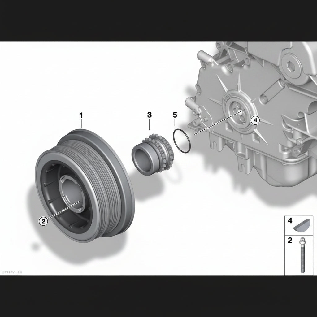 Crankshaft Pulley 11238511371 11237793593 Compatible With BMW 5 Series (E60) & 7 Series (E65, E66, E67) & X5 (E70) & X6 (E71, E72) Tag-CP-06