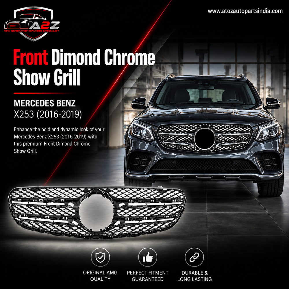 Front Dimond Chrome Show Grill A2538882000 Compatible With MERCEDES BENZ  GLC X253 2016-2019