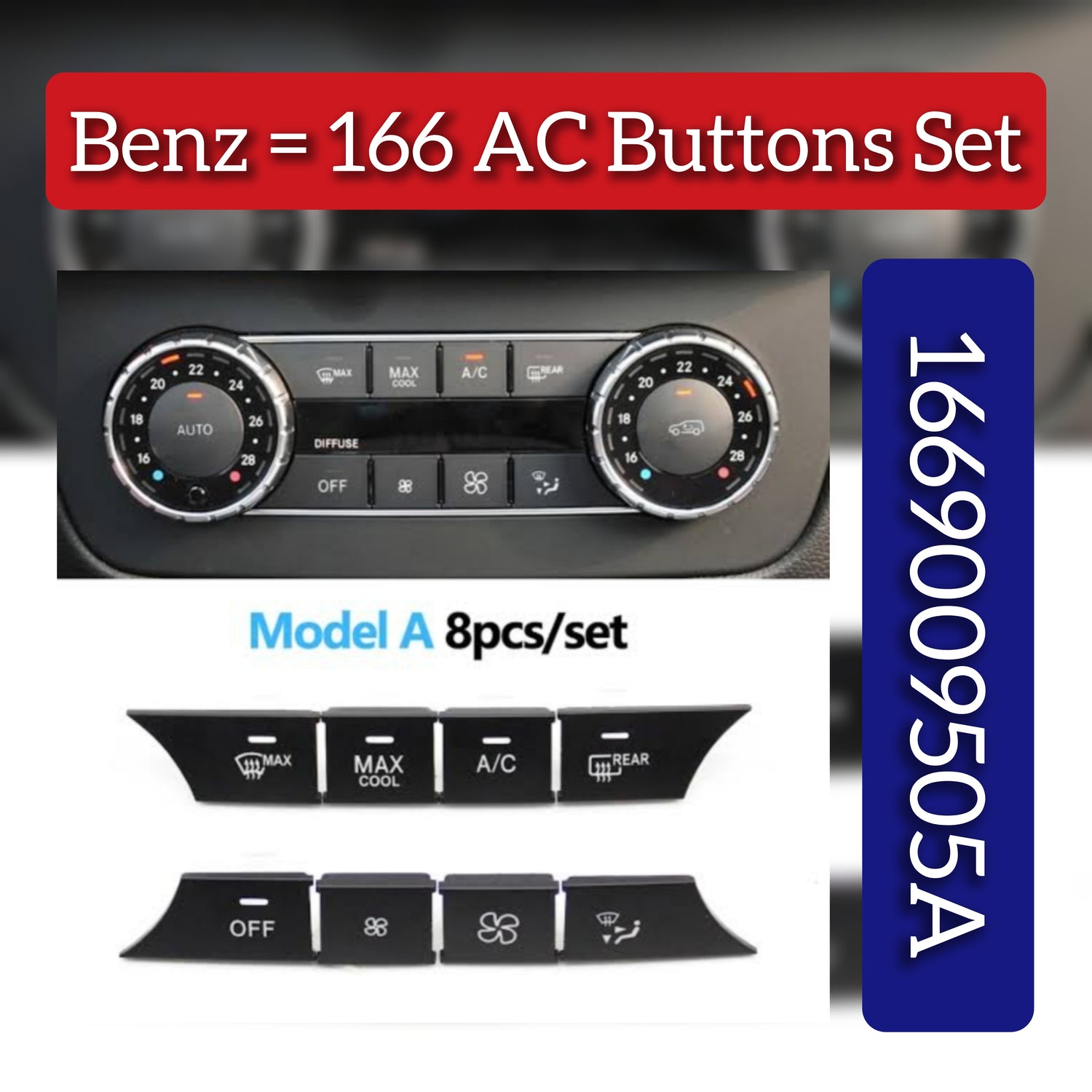 Dashboard ac buttons set-Model A A1669009505 Model B A1669003517 Compatible with Mercedes & Mercedes Benz GLS W166