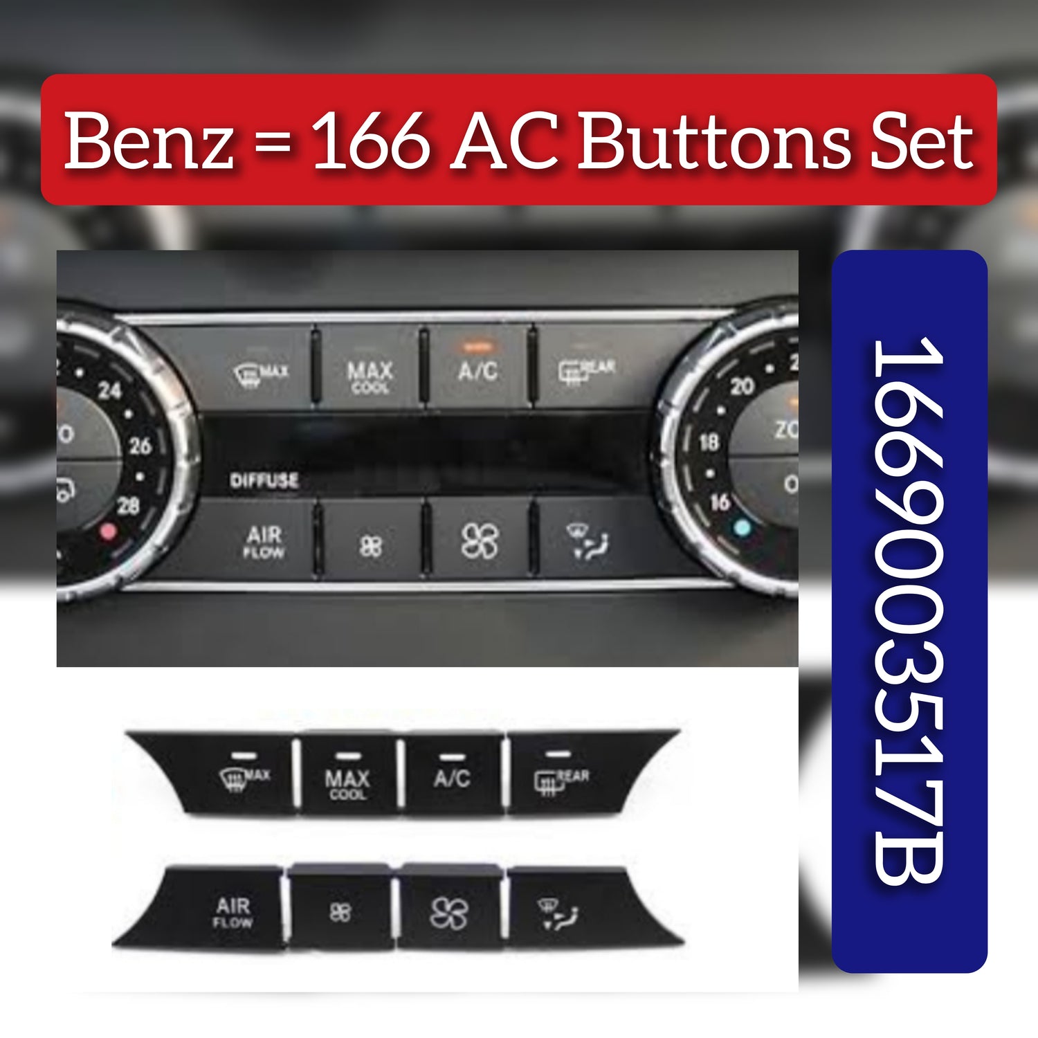Dashboard ac buttons set-Model A A1669009505 Model B A1669003517 Compatible with Mercedes & Mercedes Benz GLS W166