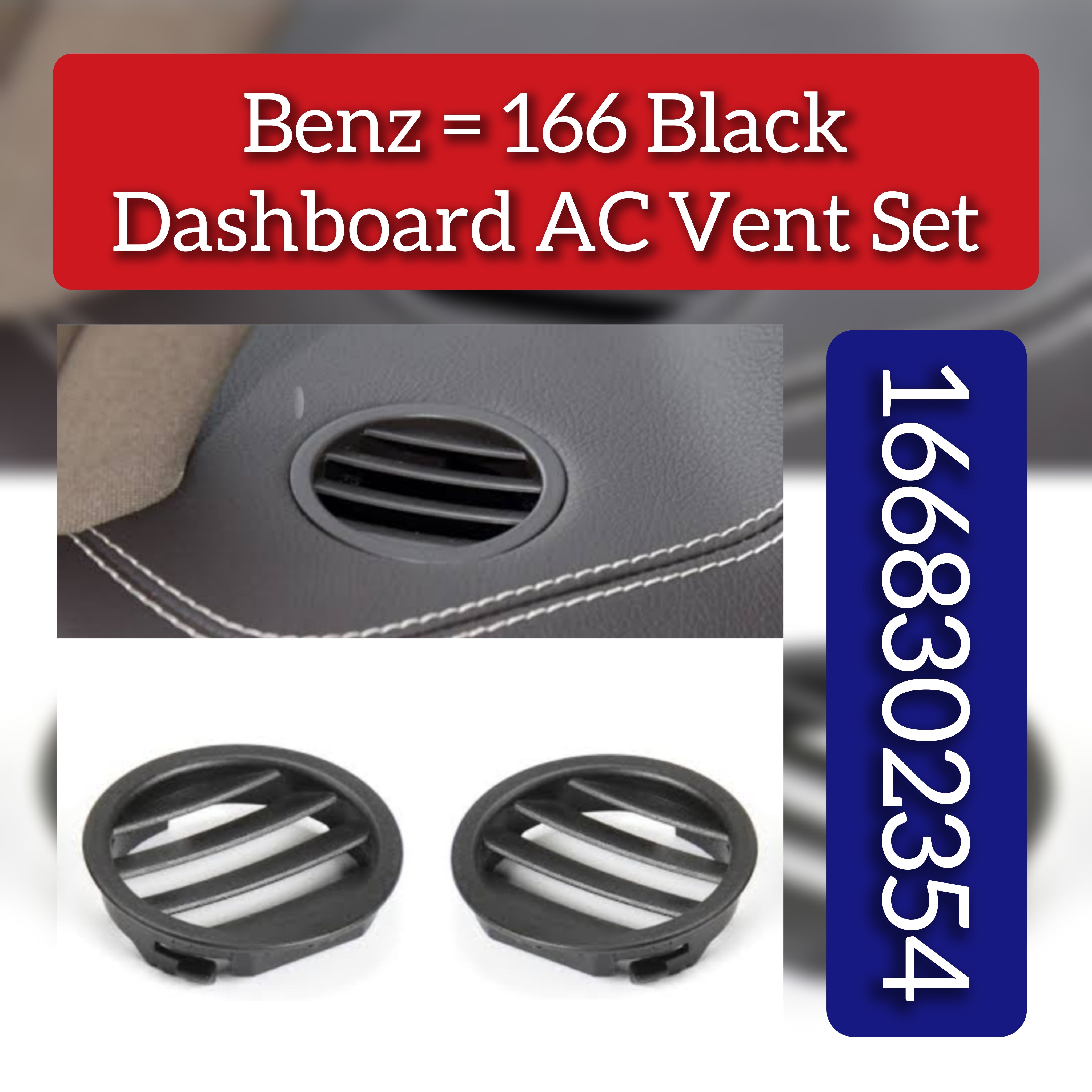 Front Ac Vent Dashboard  Left & Right (Set) 1668302354 Compatible With BENZ=166 Black