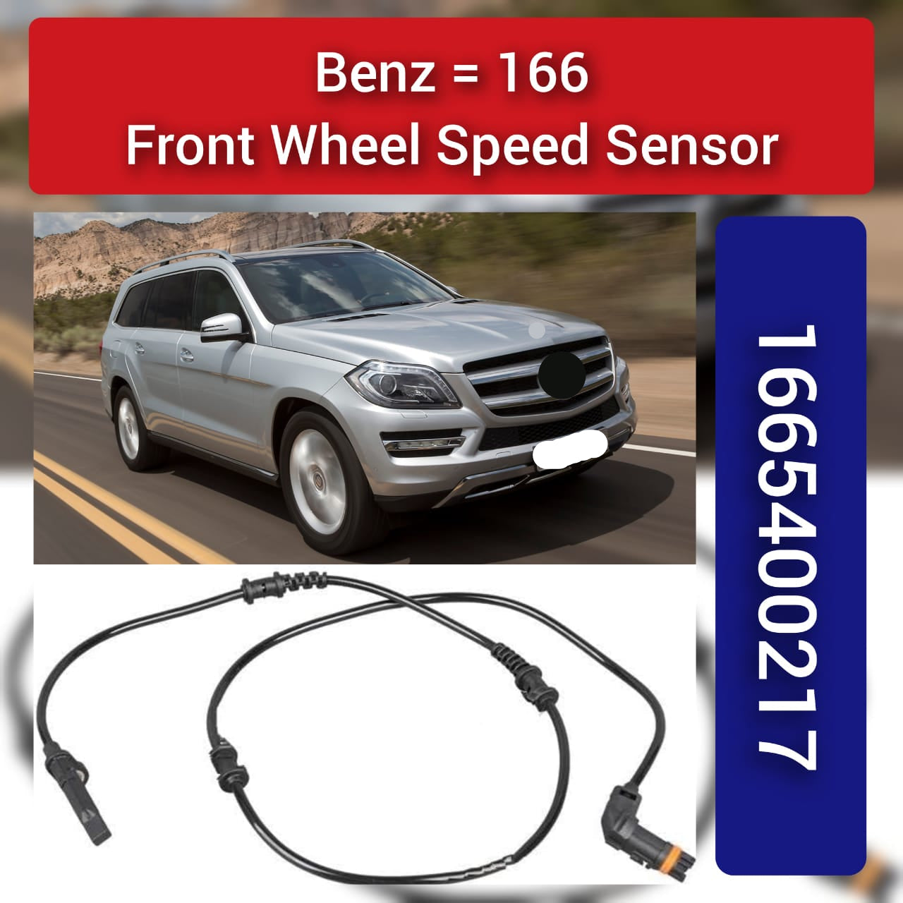 Front Left/Right ABS Wheel Speed Sensor 1665400217 1669052601 1669054002 A1665400217 A1669052601 A1669054002 Compatible With MERCEDES-BENZ GL-CLASS X166 & GLE W166 & GLS W166