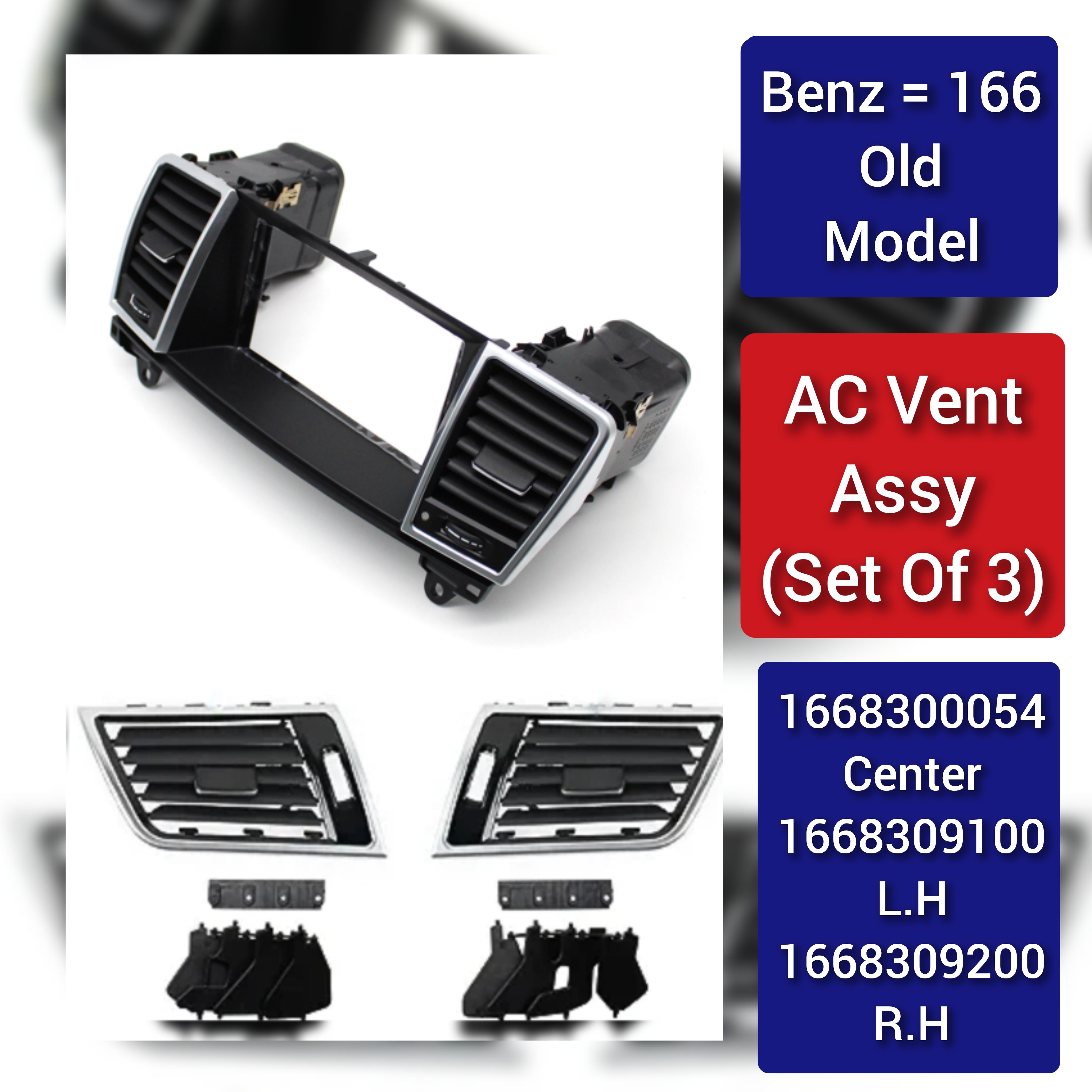 Ac Vent Grille Assembly Left 1668309100 1668300154 & Right 1668309200 1668300254 Compatible With MERCEDES BENZ GLE W166 & GLS W166
