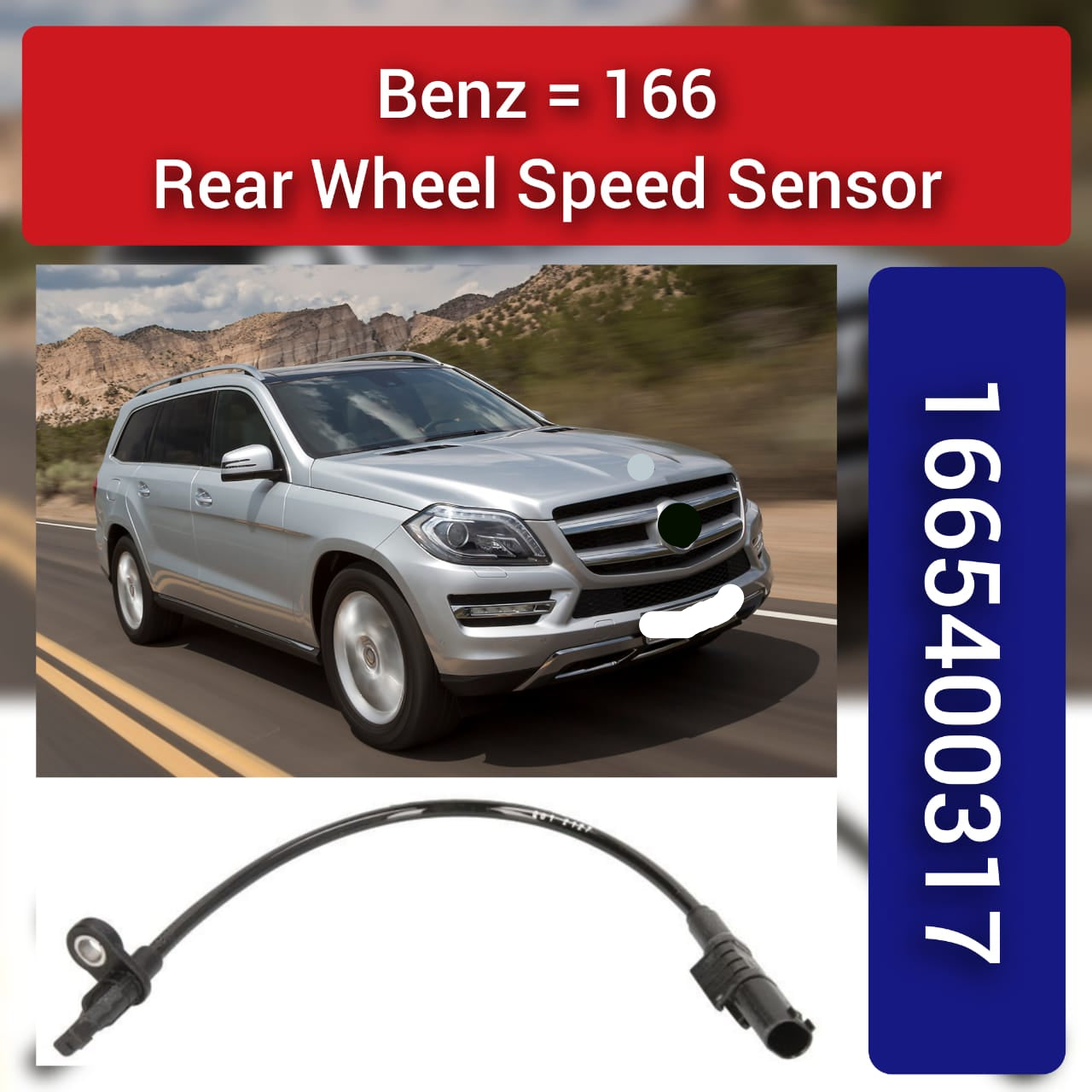 Rear Left/Right ABS Wheel Speed Sensor 1665400317 1669052701 1669054102 A1665400317 A1669052701 A1669054102 Compatible With MERCEDES-BENZ GL-CLASS X166 & GLE W166 & GLS W166