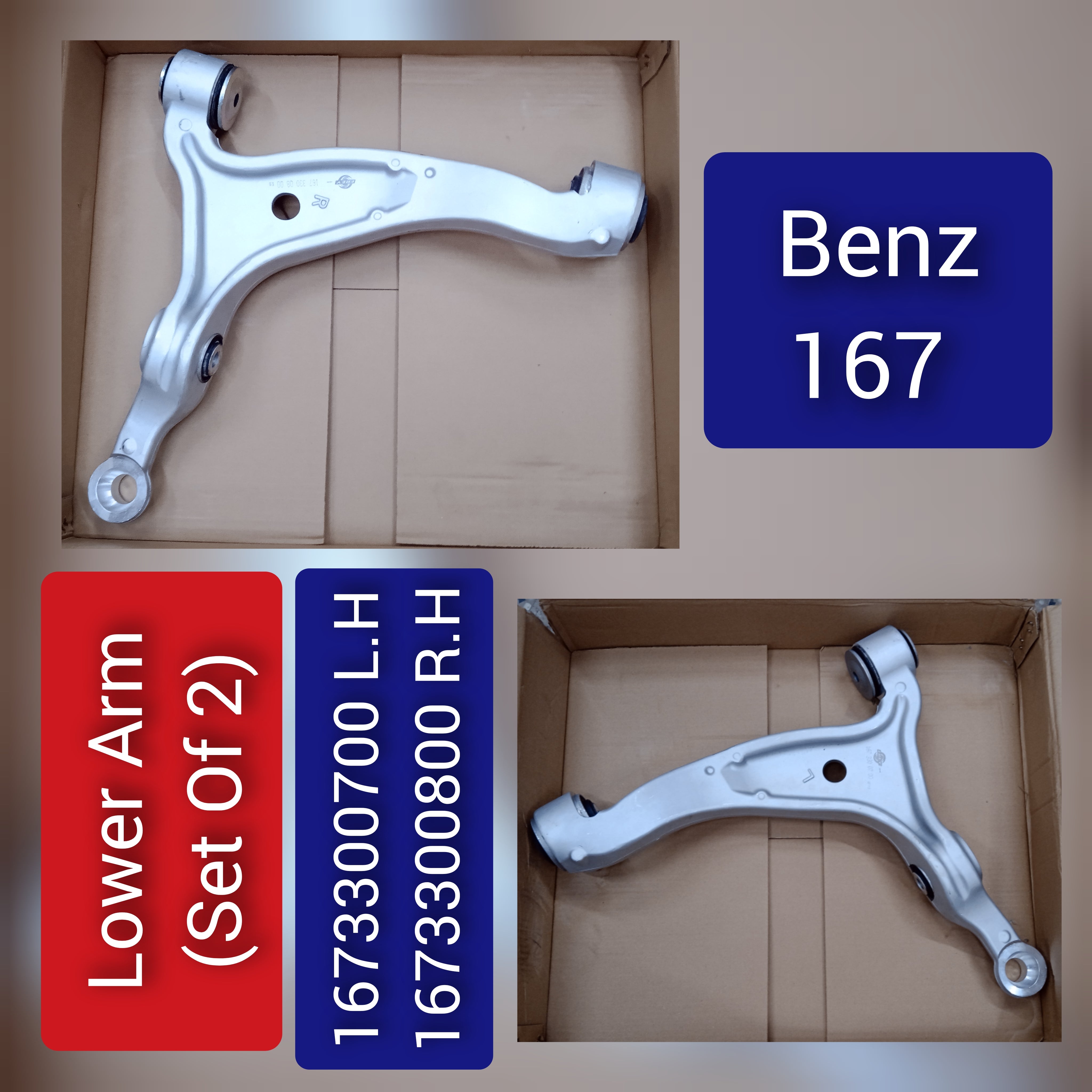 Front Lower Arm Left 1673300700 & Right 1673300800 Compatible with MERCEDES-BENZ GLE (V167) & GLS (X167) W167
