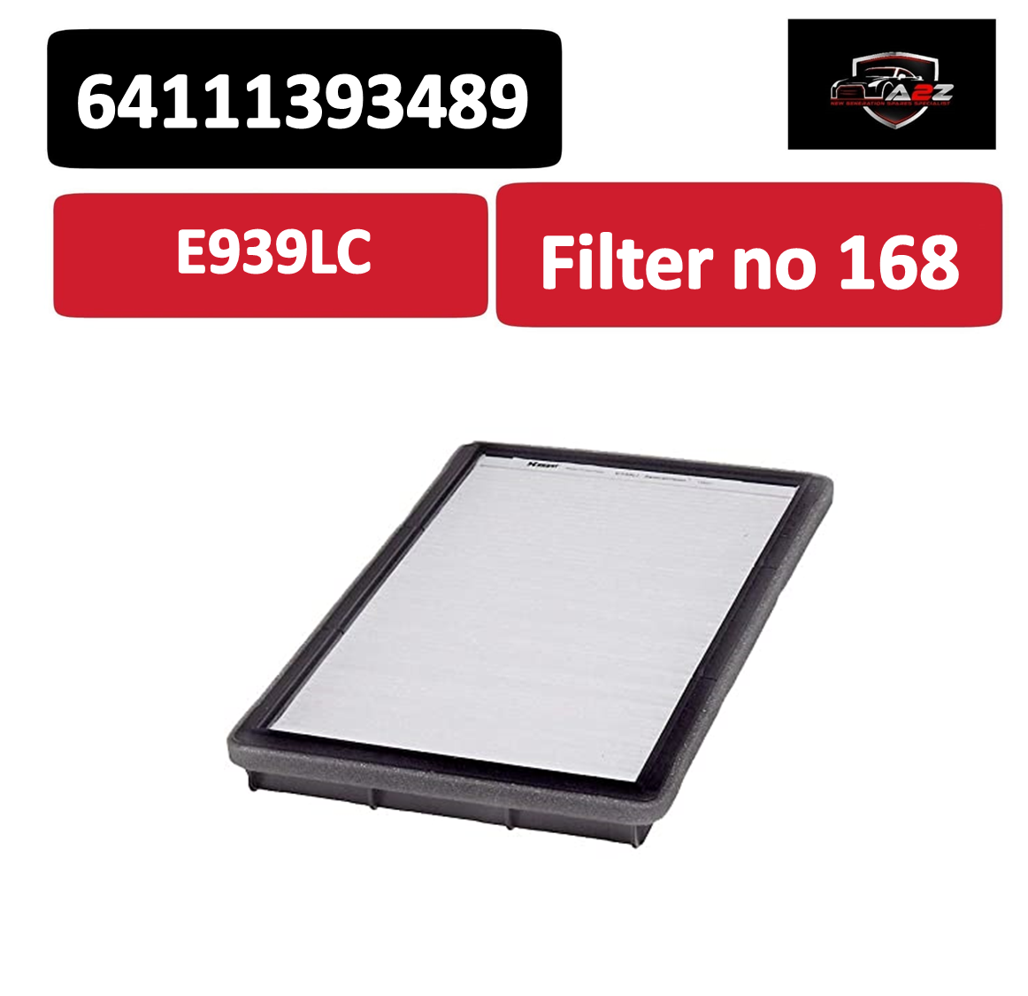 Cabin Air Filter E939LC & E939LI & 64111393489 &  Compatible With BMW  Tag 168