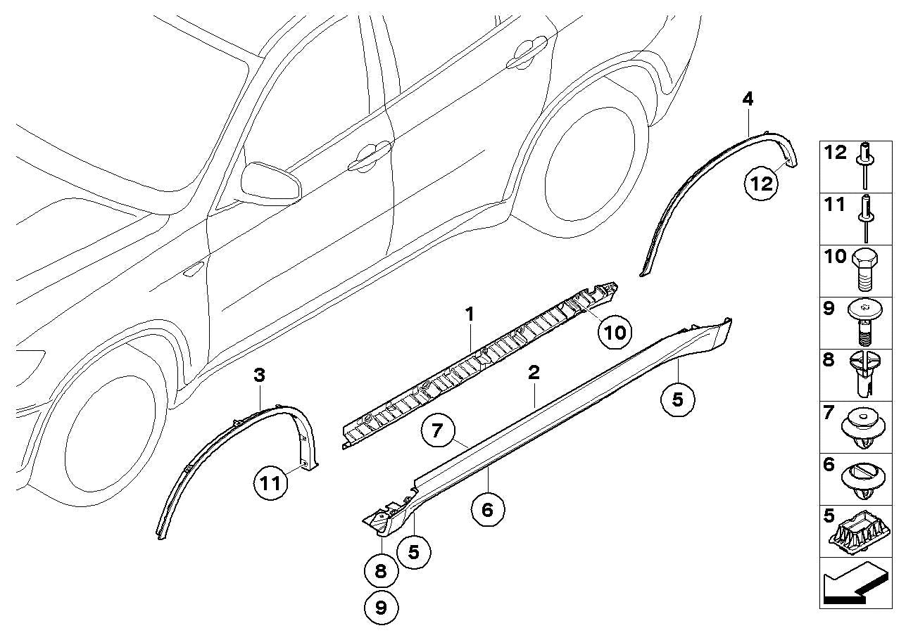 Rear Right Wheel Arch (EYEBROW) 51777176330 Compatible With BMW X6 E71 & E72 (2008-2014) Tag No.102