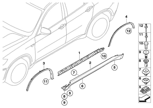 Rear Left Wheel Arch (EYEBROW) 51777176329 Compatible With BMW X6 E71 & E72 (2008-2014) Tag No.101