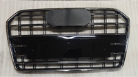 S6 Gloosy Black Upgrade Show Grill Compatible With Audi A6 C7 (2016-18) Shiny Silver Chrome (Small Number Plate) Tag No.62