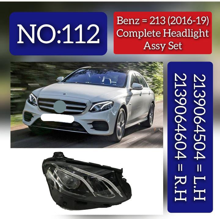 Headlight Headlamp Left A2139064504& Right A2139064604 (Without Blaster) Compatible With MERCEDES-BENZ E-CLASS (W213) (2016-2019)