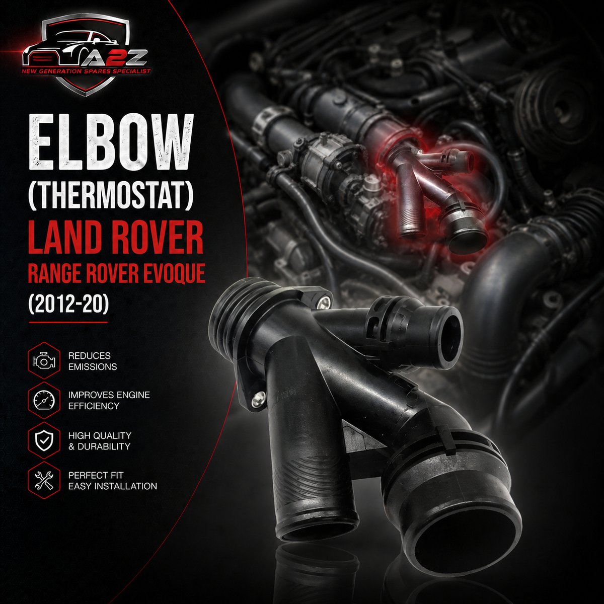 Elbow (Thermostat) LR094089 Compatible With LAND ROVER RANGE ROVER EVOQUE LR Discovery Sport  Tag-E-117