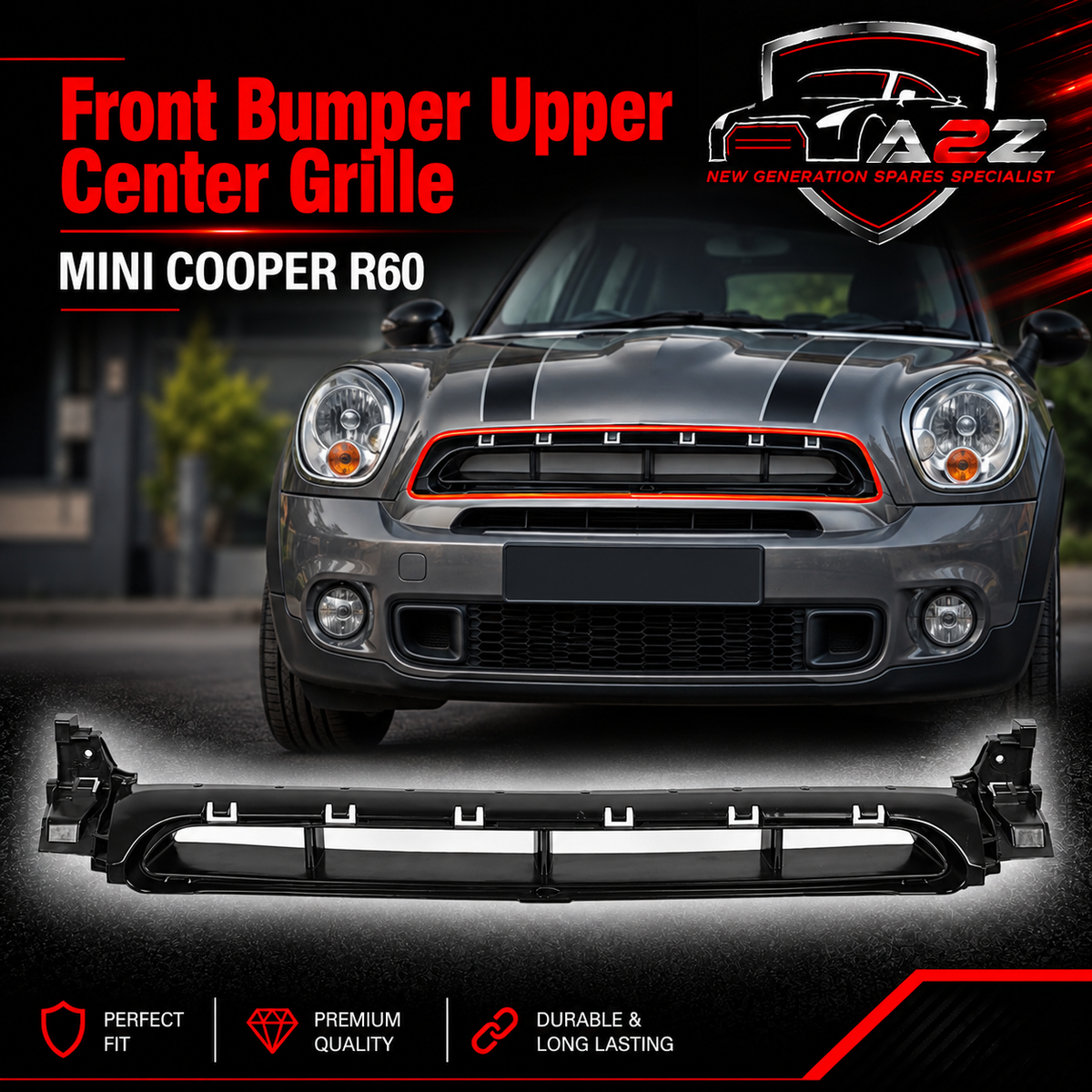 Front Bumper Upper Center Grille 51119808100 Compatible With MINI COOPER R60