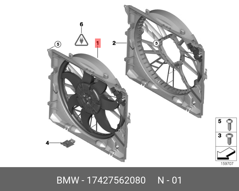 Engine Radiator Cooling Fan Assembly 17427562080 17427533274 Compatible With BMW 3 Series (E90) & 3 Convertible (E93) & X1 (E84)