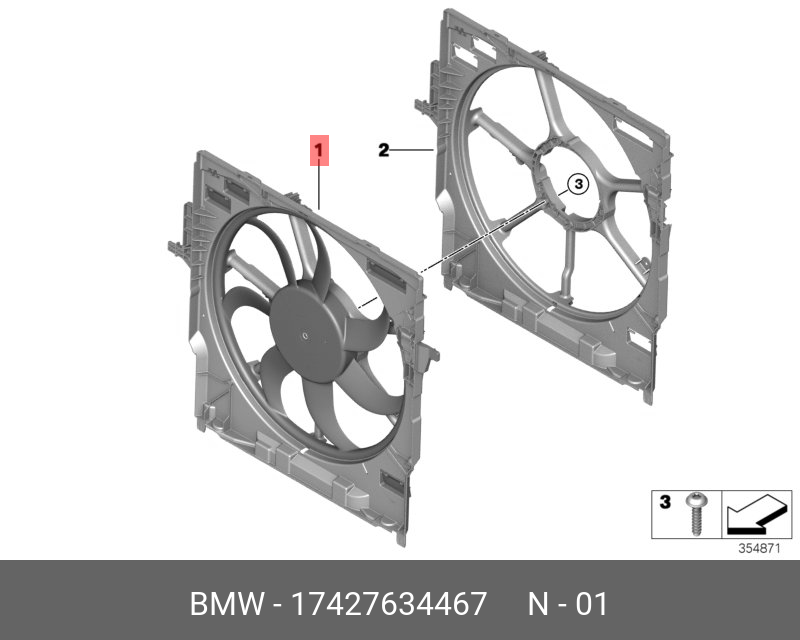 Engine Radiator Cooling Fan Assembly 17427634467 Compatible With  BMW X5 (E70) & X6 (E71, E72)