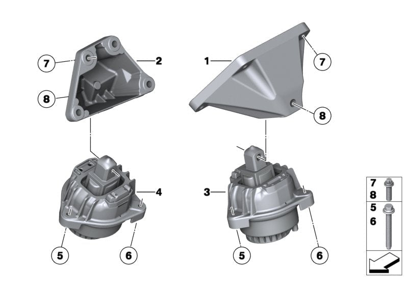 Engine Mounting Left 22116775905 Right 22116775906 Compatible With BMW 5-Series F07  F10 & F11