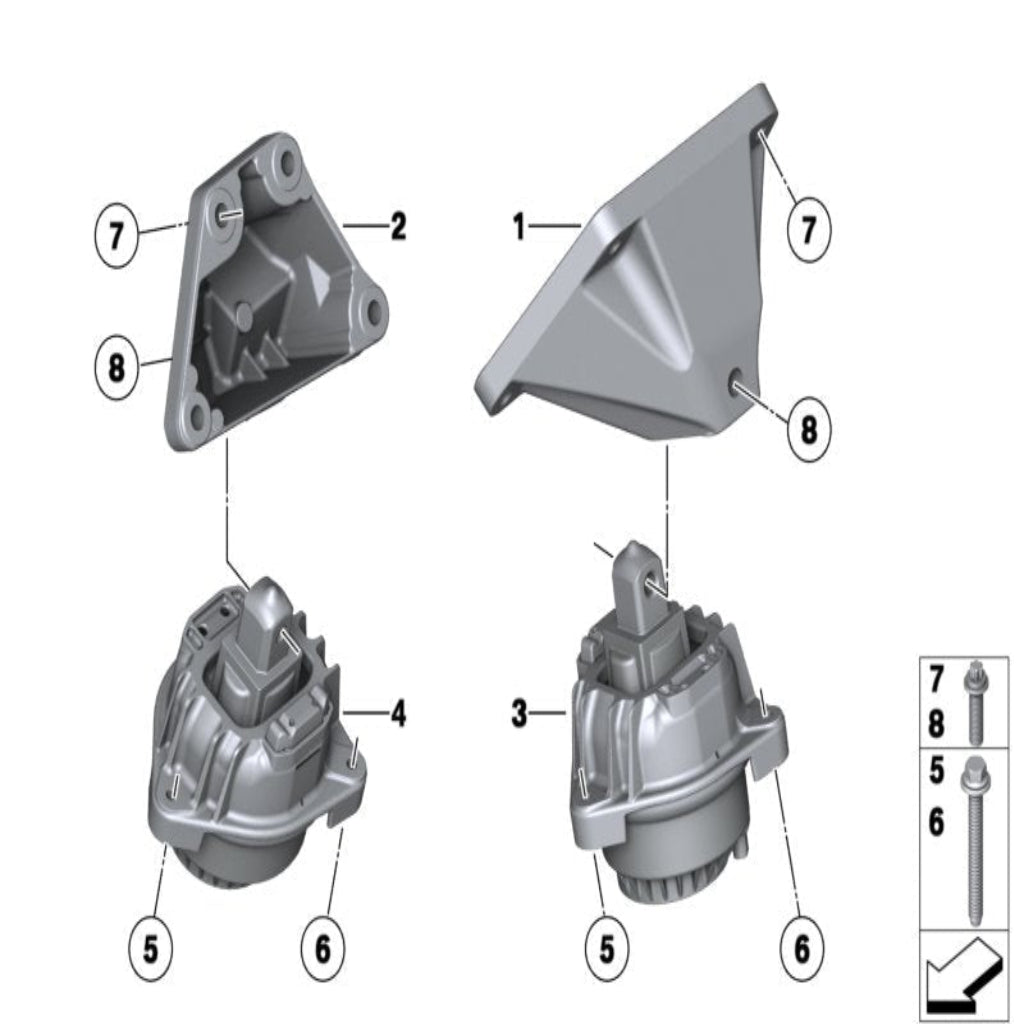Engine Motor Mount Left 22116785601 & Right 22116785602 22117935149 22116860009 Compatible With BMW 5 Series F10/520D & 6 Coupe F13 6 Gran Coupe F06