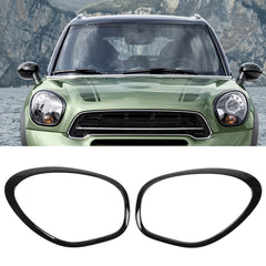 Headlight Chrome Bezel Ring Trim Left 51132254023  & Right 51132254024 Compatible With MINI R60 (Glossy Black 2010-2016)