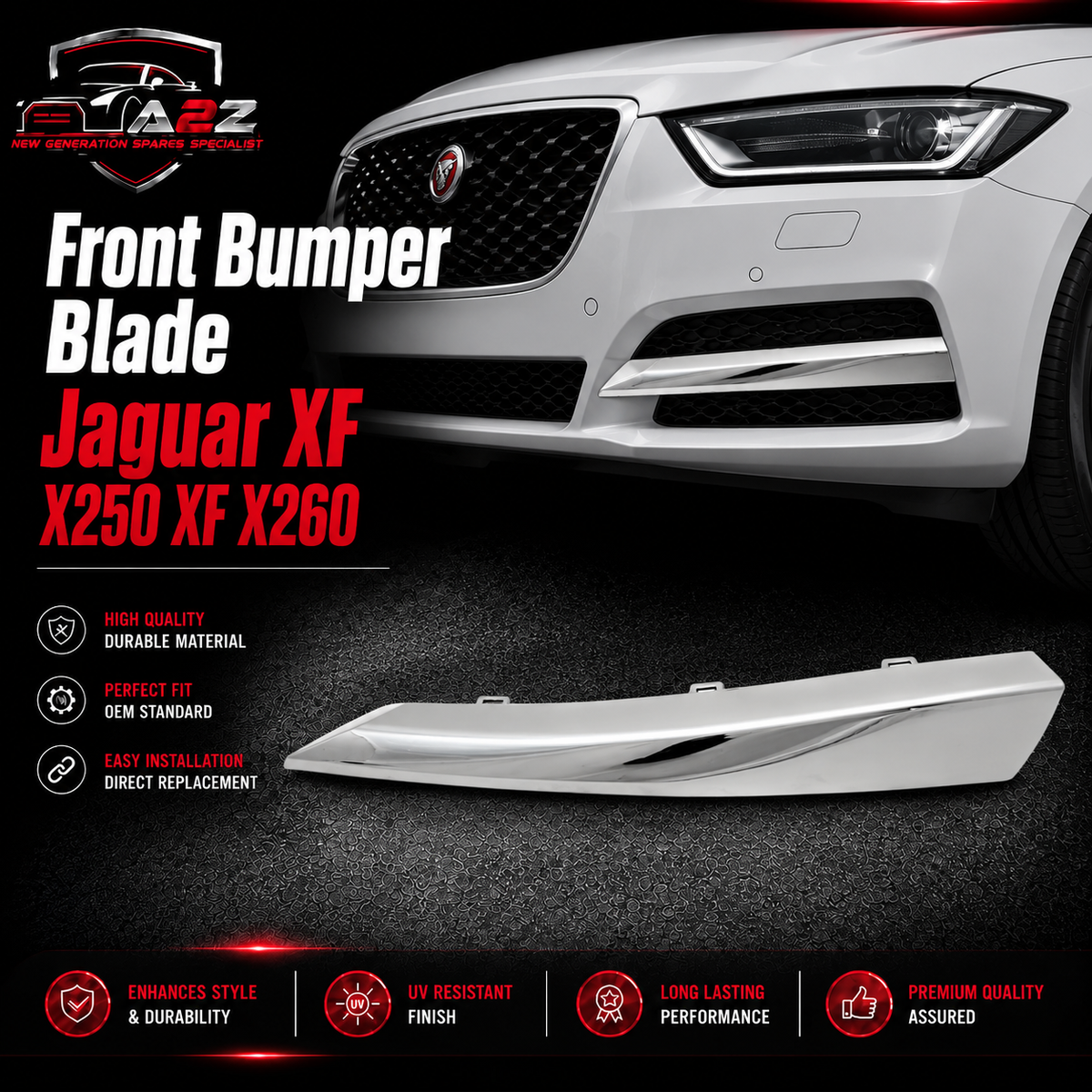Front Bumper Blade Right C2Z13205 Left C2Z13455 Compatible With Jaguar  XF I (X250)  XF II (X260) Tag No.601