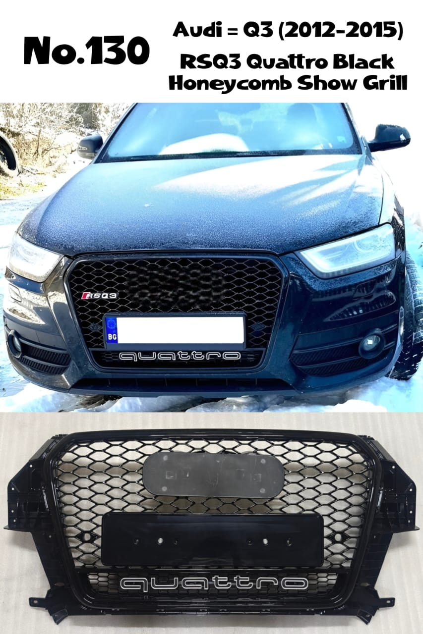 RSQ3 Quattro Black Honeycomb Show Grill Compatible With Audi = Q3 (2012-15) Tag No.130
