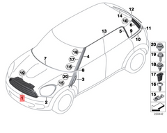 Front Grill Chrome 51139803635 Compatible With MINI COUNTRYMAN (R60) | (2011-2016) Tag No.21