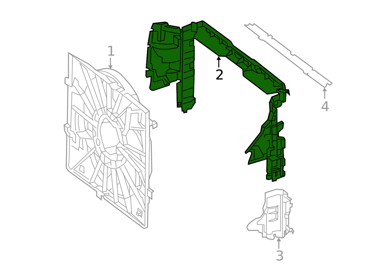 Radiator Fan Support Bracket 2225001300 Compatible With Mercedes-Benz S-CLASS W222 (2014-2020) Tag No.902