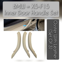 BMW X5 F15 leather inner door handle set – 3-piece handle upgrade for 2013–2018 models with OEM fit and luxury finish

