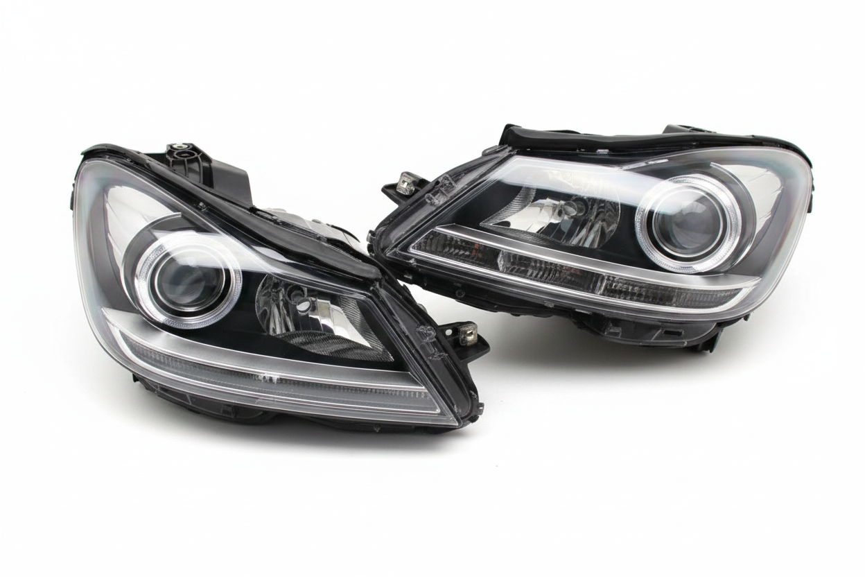 Headlight Headlamp Left A2048204339 & Right A2048204439 (Without Blaster) Compatible With MERCEDES-BENZ C-CLASS (W204) 2011-2014
