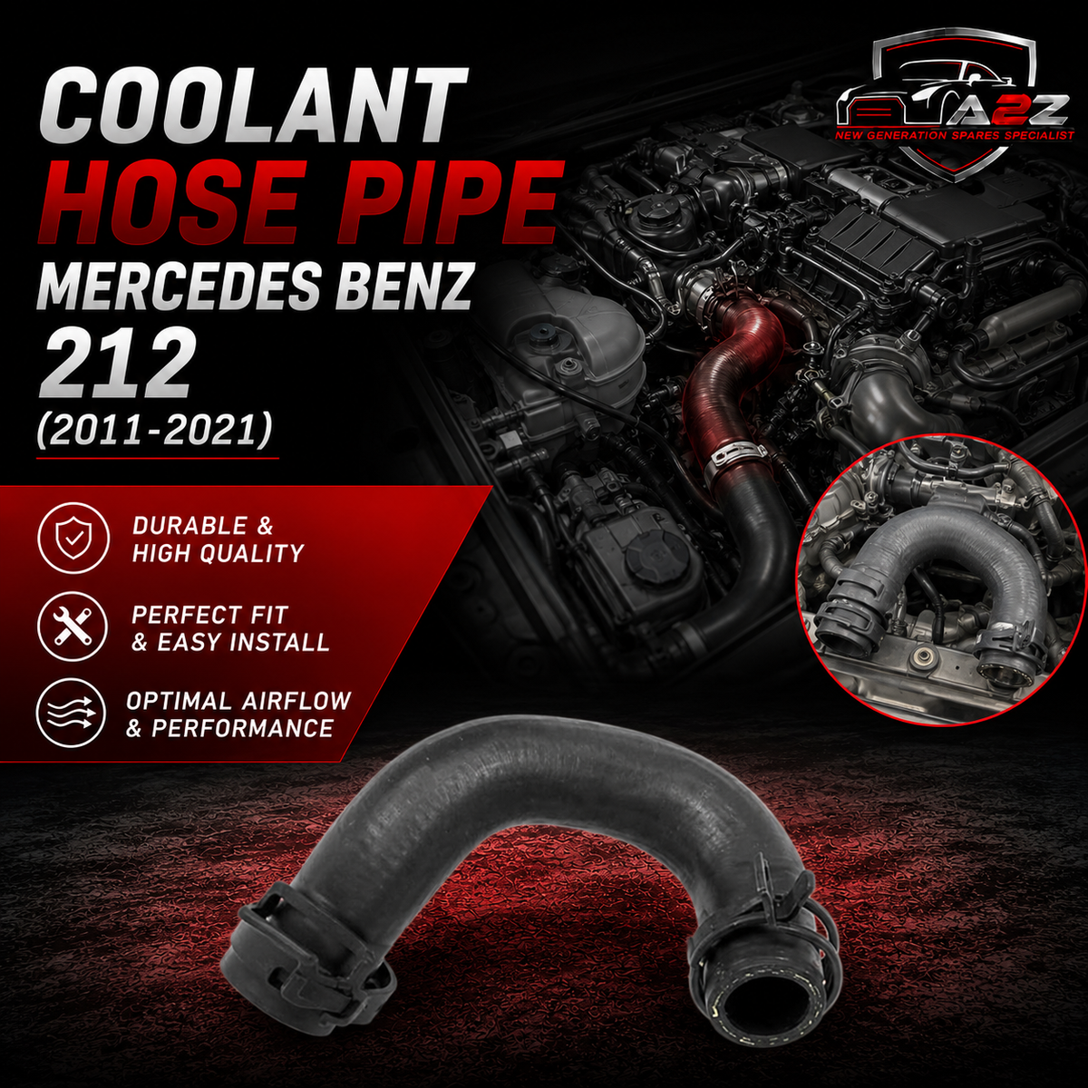 Coolant Hose Pipe A6512006901 For MERCEDES-BENZ A-CLASS W176 & B-CLASS W246, GLA-CLASS X156, C-CLASS W204 W205, E-CLASS  W212  Tag-H-89