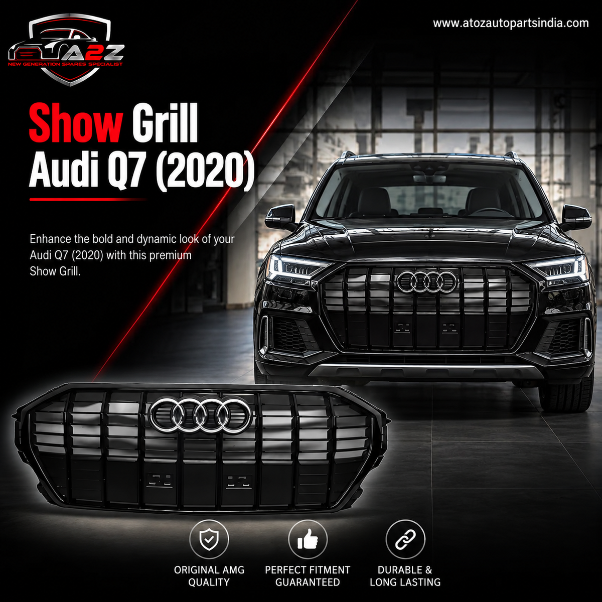 Show Grill  Compatible With Audi Q7 (2020)  4M0853651AHVMZ Original Black