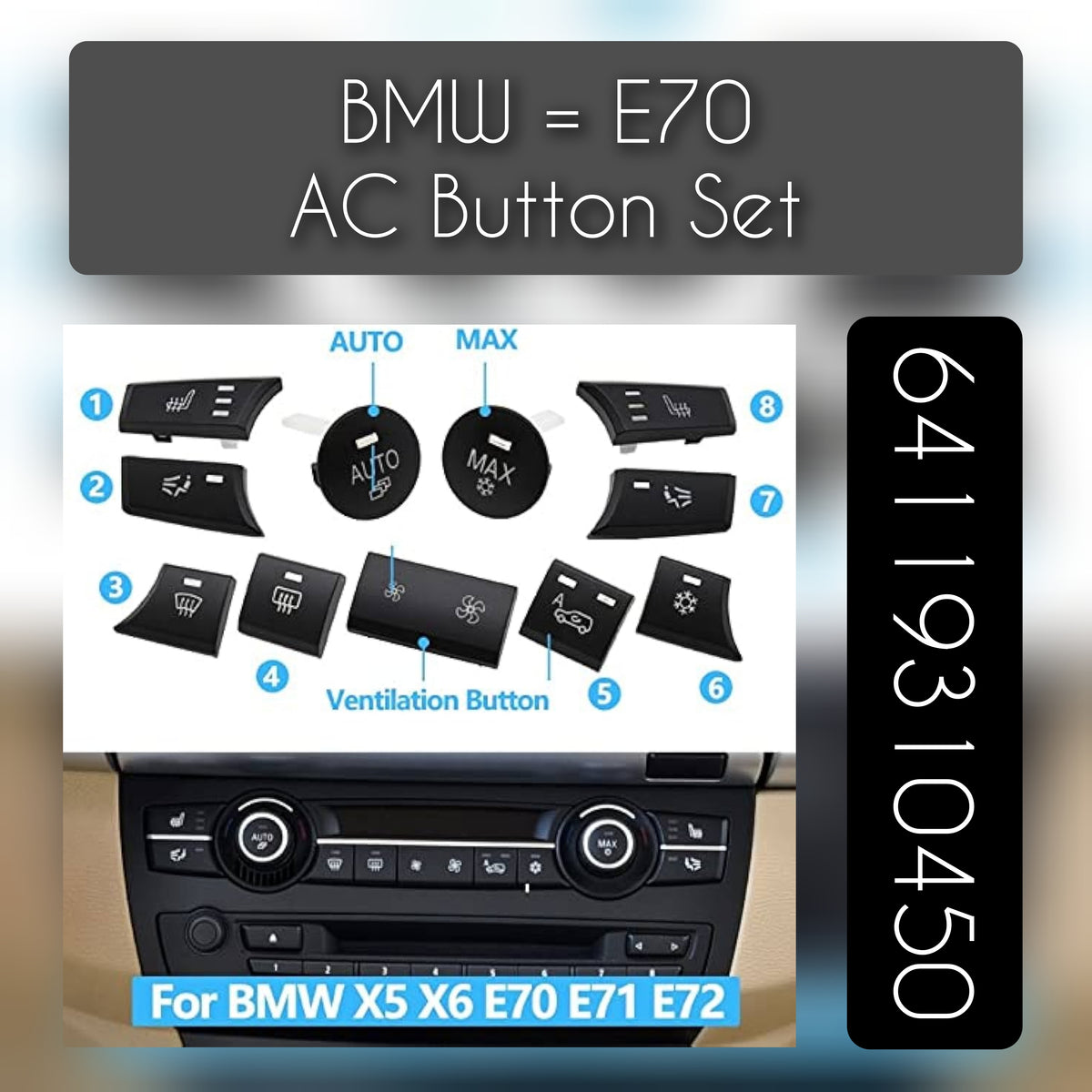 Ac Button (Set of 11) 64119310450 Compatible with BMW X5 (E70) & X6 (E71, E72)