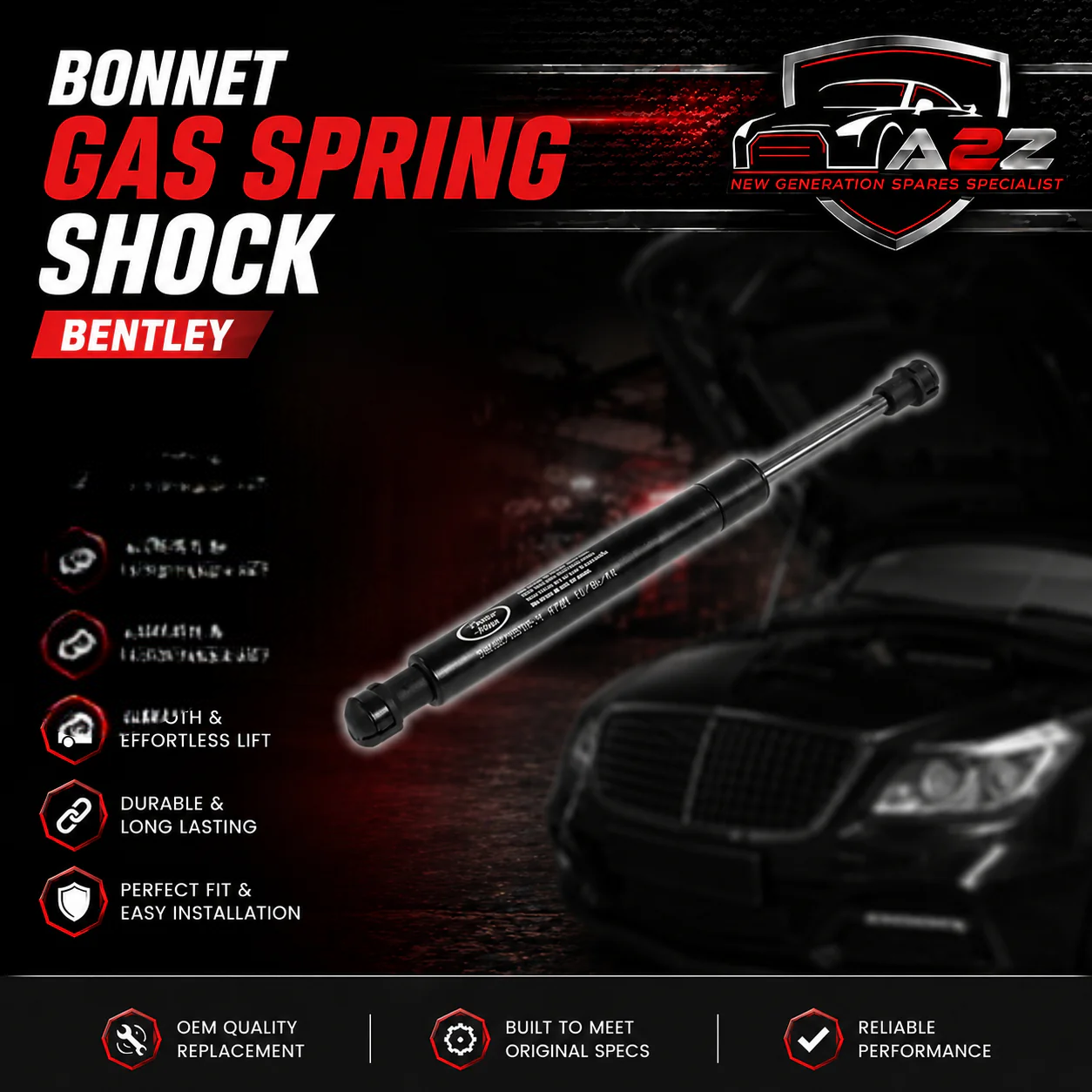 Bonnet Gas Spring Shock 3W5827550B Compatible With Bentley