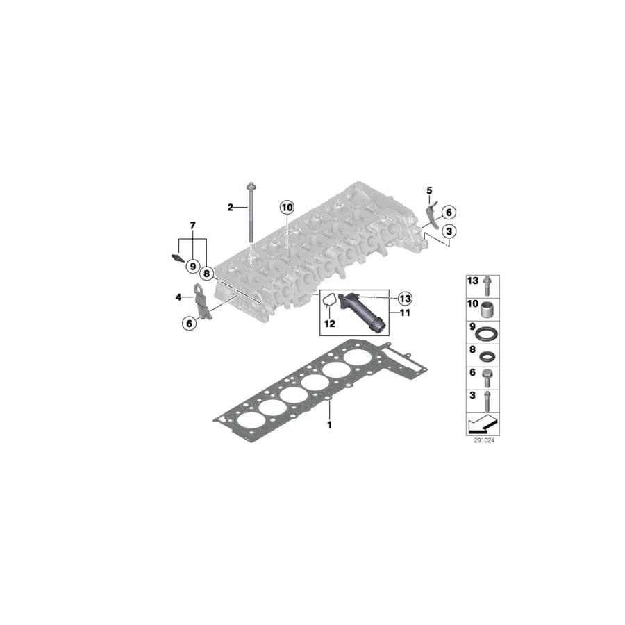 Engine Cylinder Head Gasket 713.183 11128506603 Compatible With BMW 5-SERIES (F10) 6-SERIES Coupe (F13) 6-SERIES Gran Coupe (F06) 7-SERIES (F01, F02, F03, F04) X3 (F25) X5 (F15, F85) X6 (F16, F86) Tag No.43