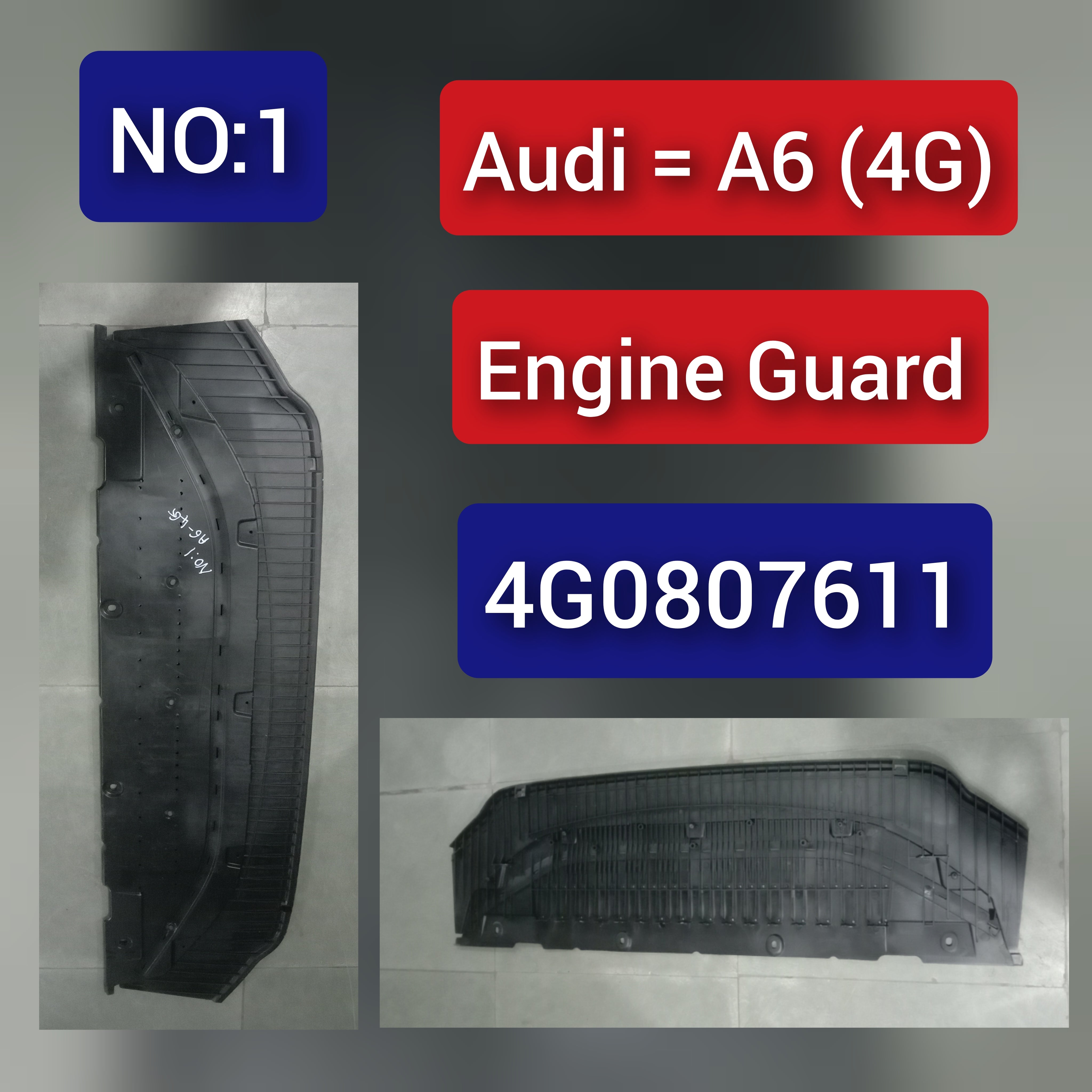 FRONT BUMPER LOWER PROTECTION PLATE 4G0807611 Compatible With AUDI A6 C7 (4G2, 4GC) | A6 / S6 A6 C7 Avant (4G5, 4GD) | A6 / S6 Tag No.1